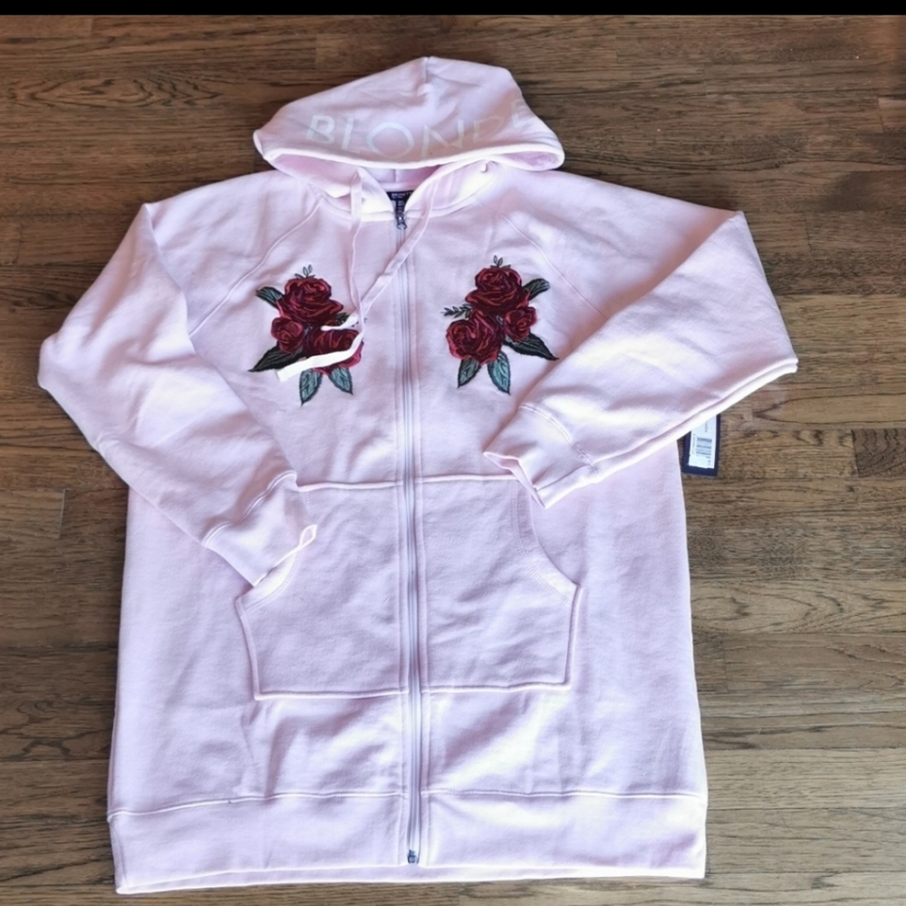 Brunette The Label Long Pink Hoodie Small New